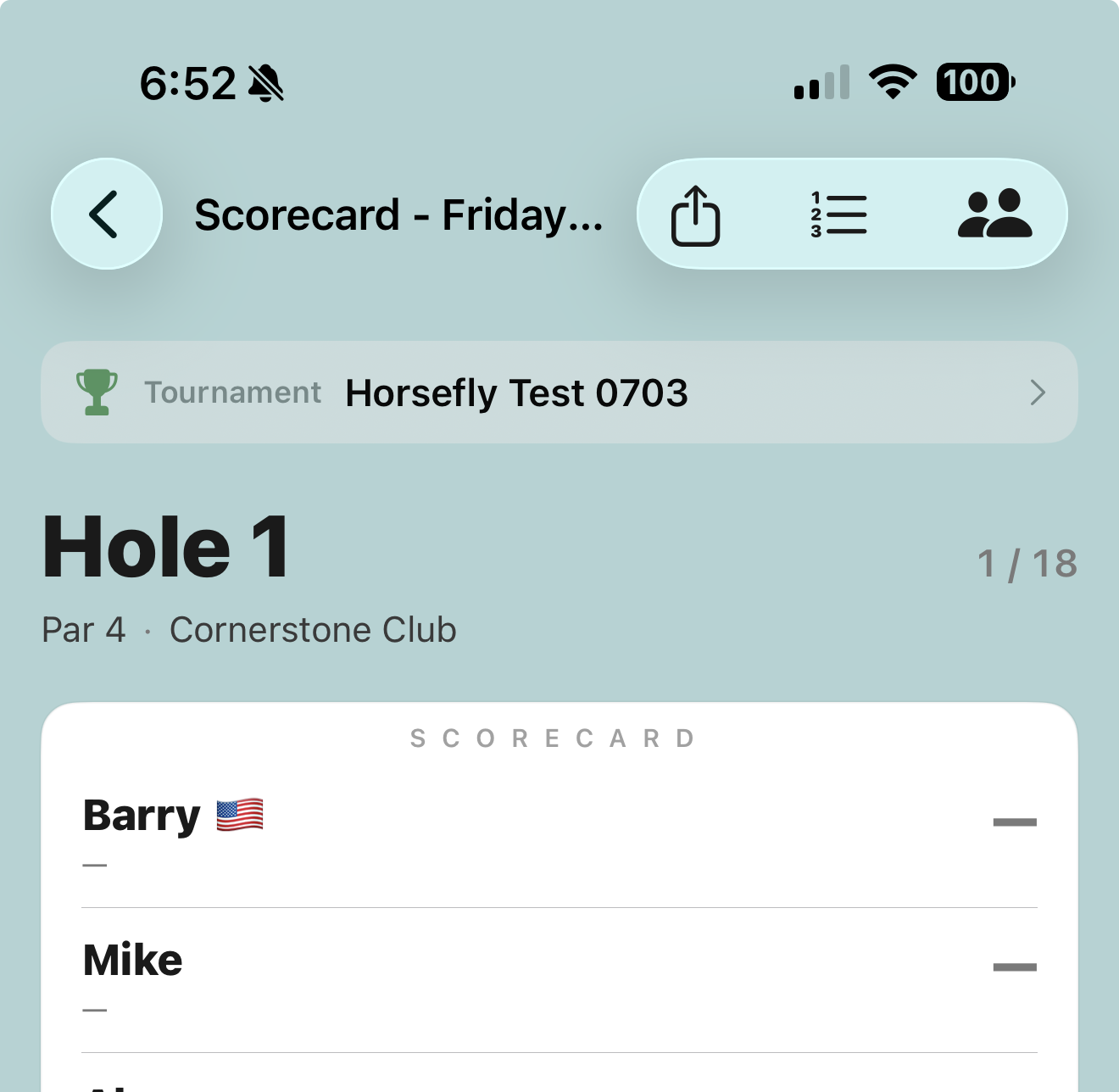 A round attached to a tournament, shown in the trophy bar