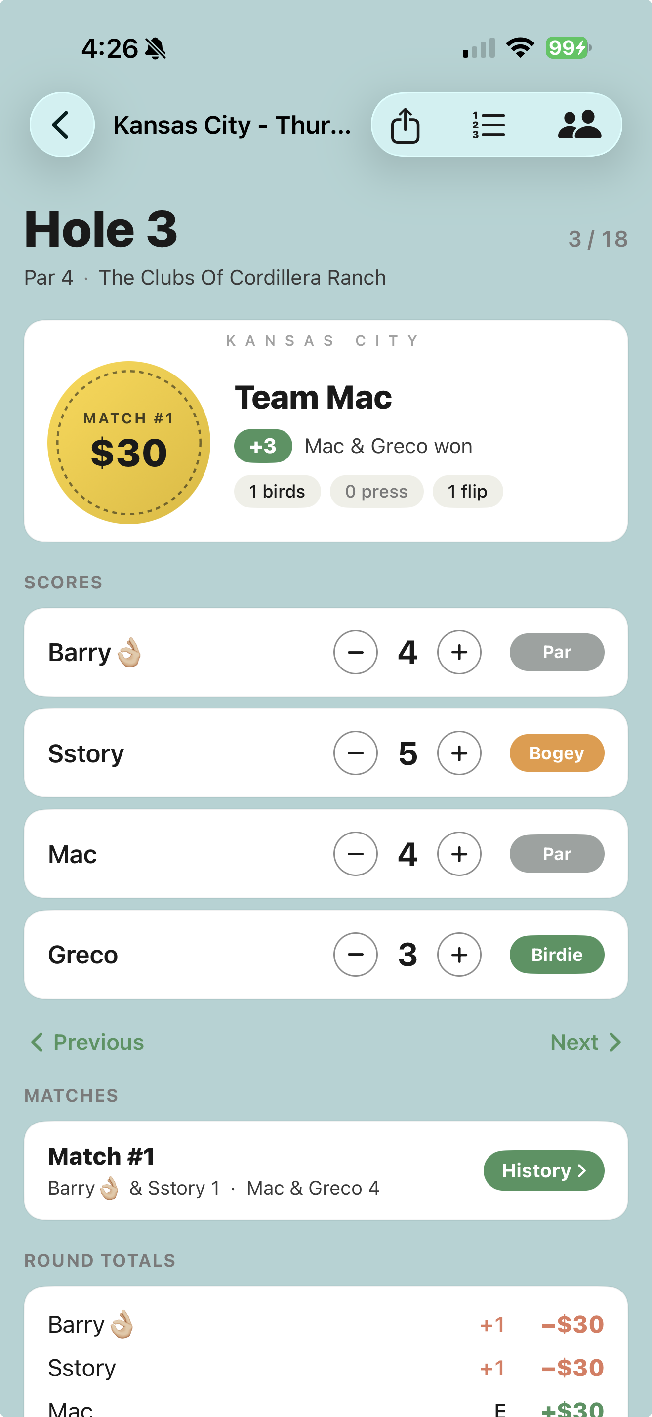 Hole 3 &mdash; match won